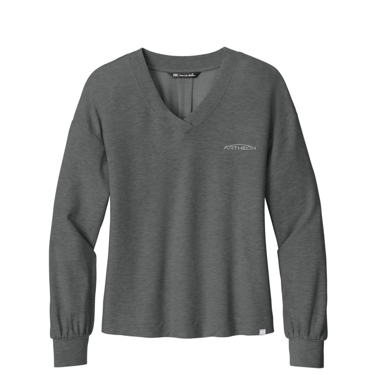TravisMathew Women's Long Weekend V-Neck — Dark Grey Heather