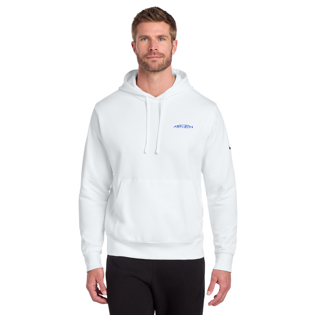 Nike Club Fleece Sleeve Swoosh Pullover Hoodie — model