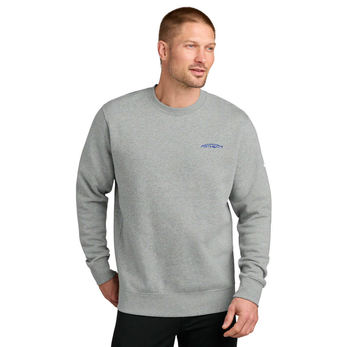 Nike Club Fleece Sleeve Swoosh Crew — model