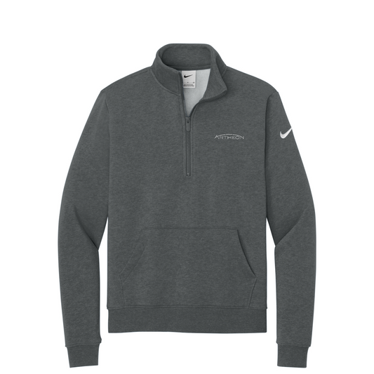 Nike Women's Club Fleece Sleeve Swoosh 1/2-Zip — Charcoal Heather