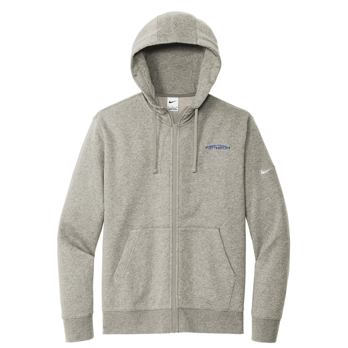 Nike Club Fleece Sleeve Swoosh Full-Zip Hoodie — Dark Grey Heather