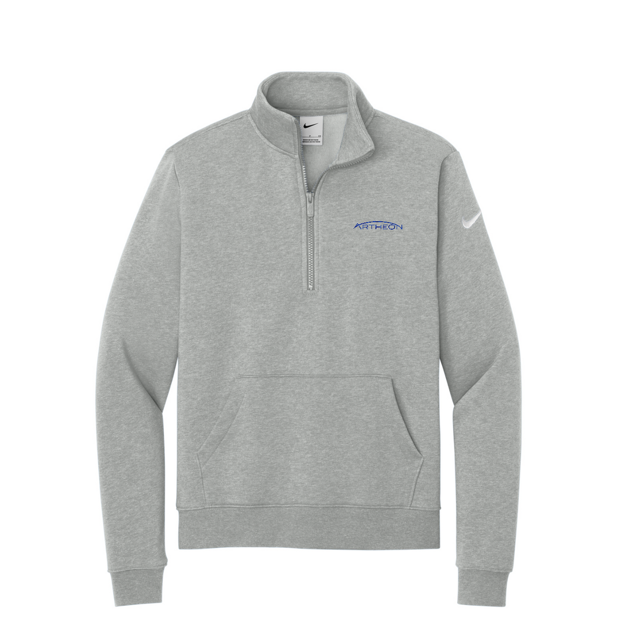 Nike Women's Club Fleece Sleeve Swoosh 1/2-Zip — Dark Grey Heather